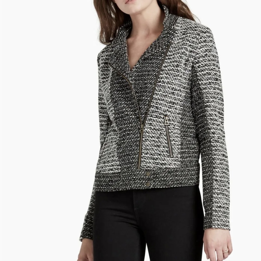 Lucky Brand moto style zip-up sweater, size M